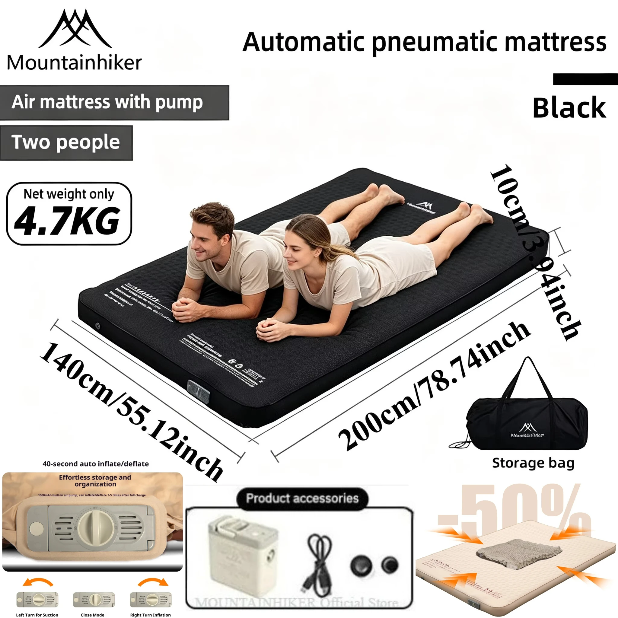 Outdoor Camping Quilt - MOUNTAINHIKER Materac dmuchany Cheese Camp Bed