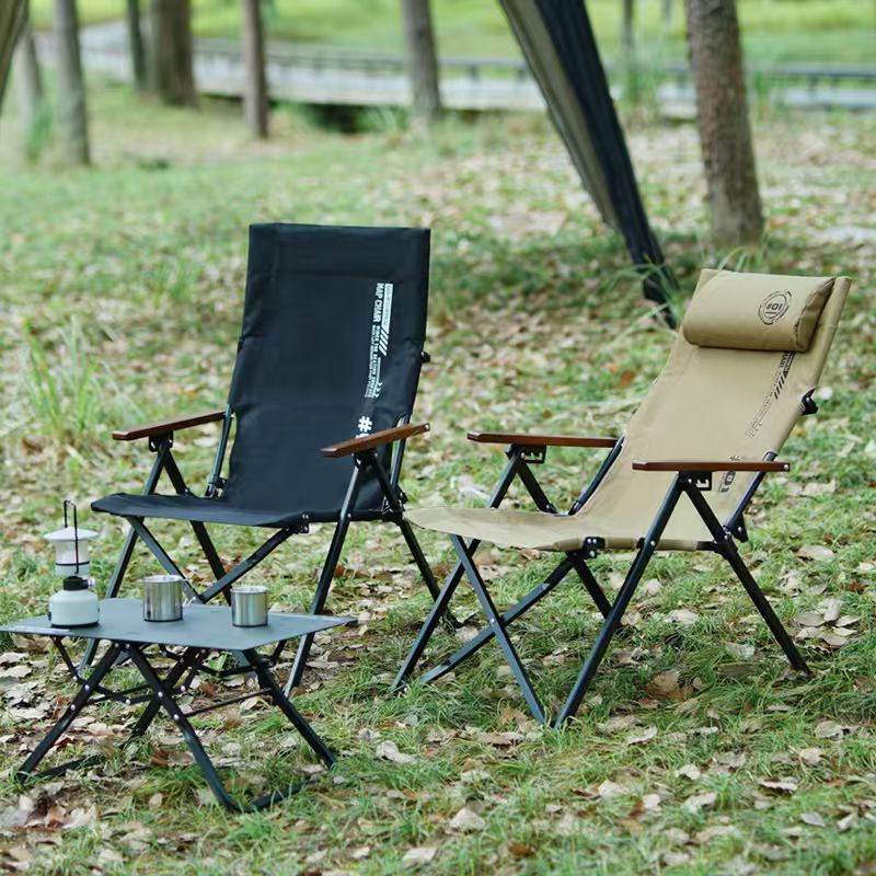 Outdoor Camping Recliner - Składane krzesło plażowe/kempingowe z wysokim oparciem,