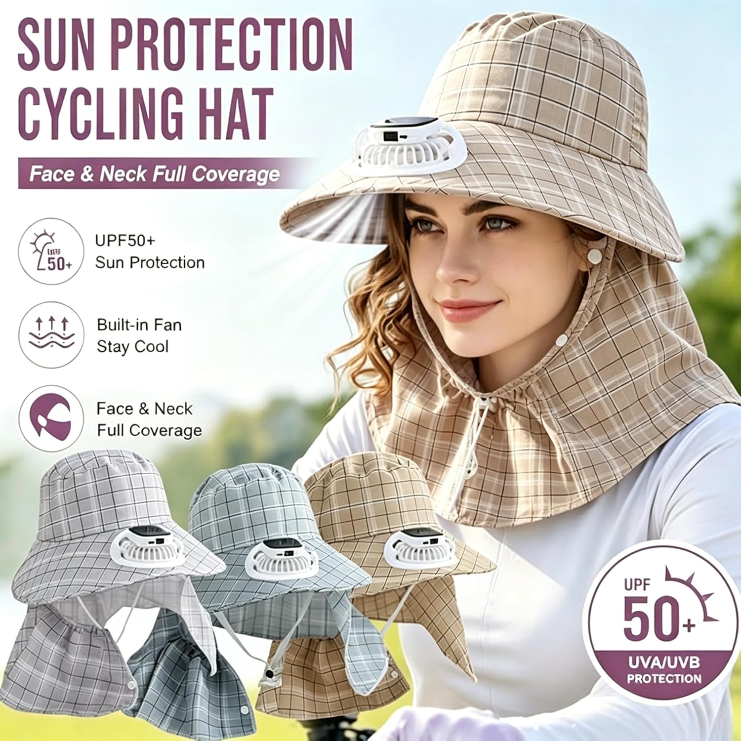 Outdoor Camping Fans - 1 szt. Czapka z wentylatorem solarnym,