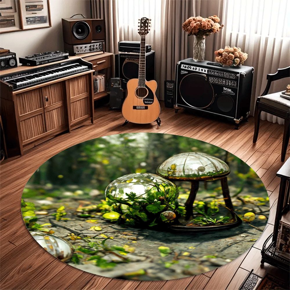 Outdoor Camping Rug Waterproof - Okrągły dywan Nature Glass Terrarium, okrągła