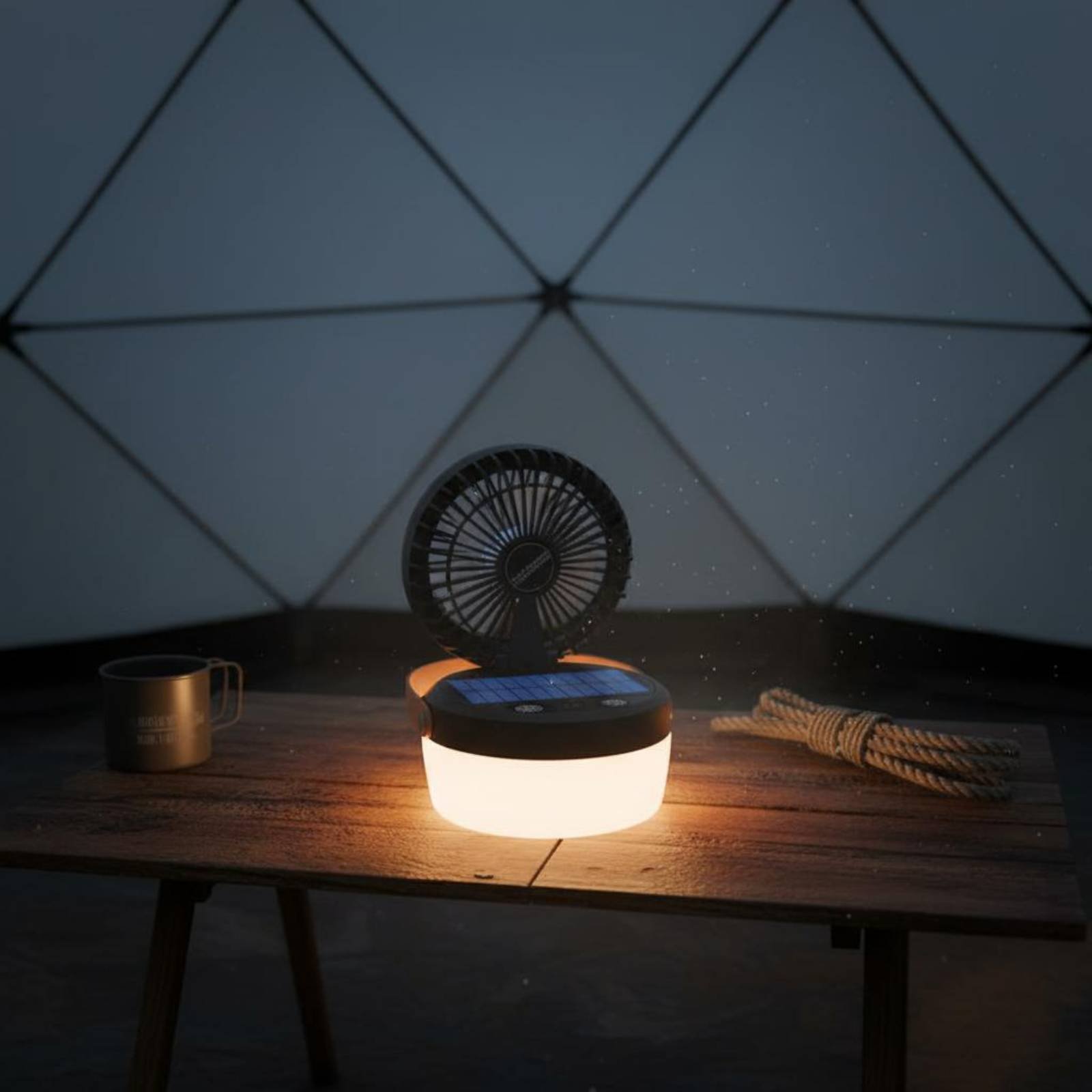 Outdoor Camping Fans - Solarna lampa kempingowa z wentylatorem, składana