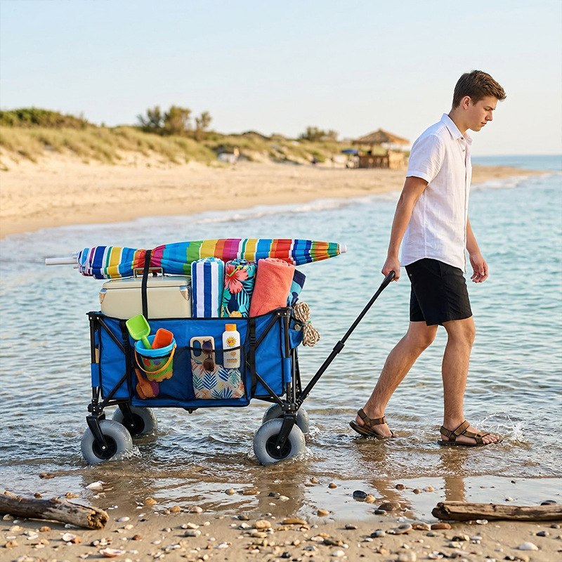 Składany metalowy wózek plażow – Outdoor Camping Wagon recenzja i cena