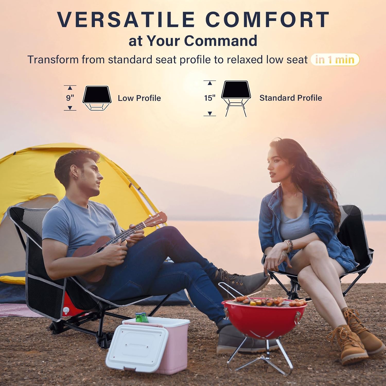 Lekkie krzesło kempingowe, krz – Outdoor Camping Recliner recenzja i cena