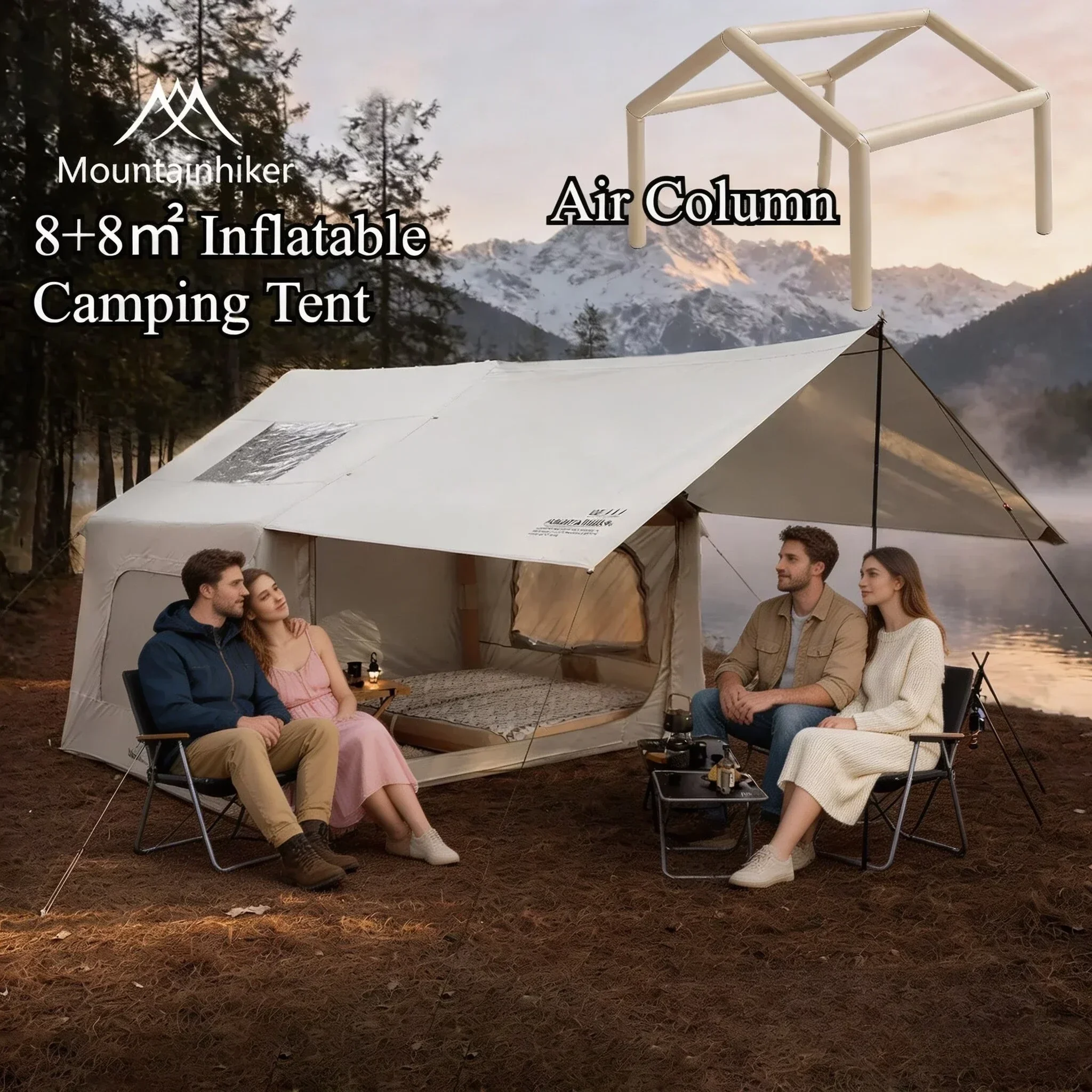 8+8 ㎡   Namiot kempingowy dmuc – Outdoor Inflatable Camping Tent With Air Pump recenzja i cena