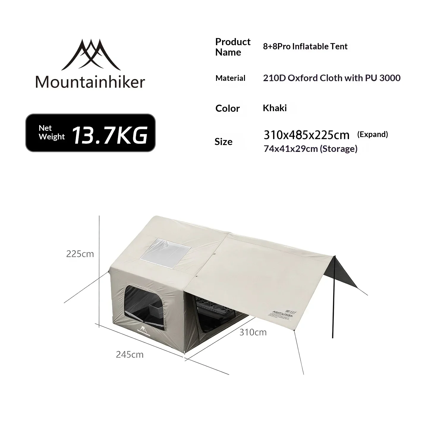 8+8 ㎡   Namiot kempingowy dmuc – Outdoor Inflatable Camping Tent With Air Pump recenzja i cena